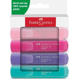 Faber-Castell 254654 - Pack of 4 Textliner Highlighters 1546 - Pastel Shades