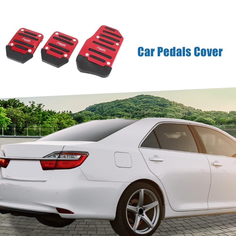 A ABSOPRO Burgundy Nonslip Gas Clutch Brake Pedal Pad Covers