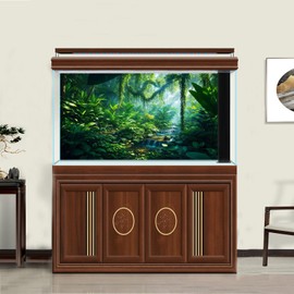 Aquarium Background Fantasy Jungle Plants Waterfall Background Tropical Rainforest Terrarium Background Stream Sunlight Green Leaves Reptile Habitat Background Natural Landscape Backdrop 24x16in