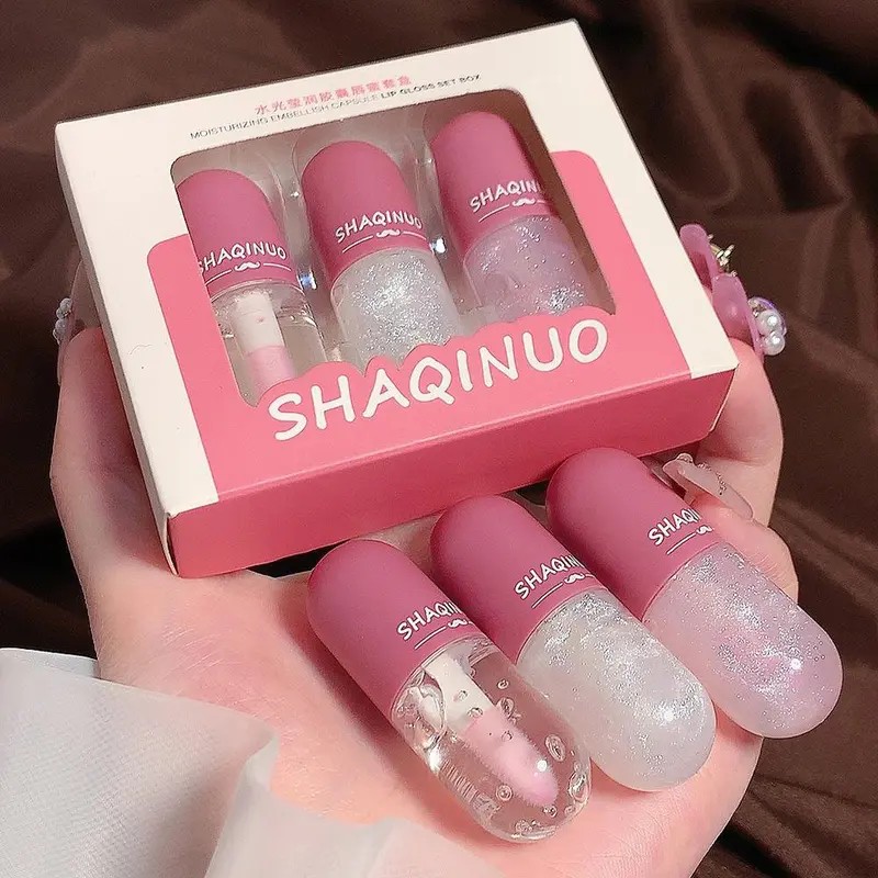 Water Gloss Liquid Lipstick 3-Pack – Moisturizing Shimmer Lip Gloss