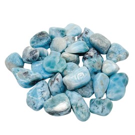 Bellamira Larimar Healing Crystal | Single Polished Tumblestone Emotional Spiritual Healing, Reduce Stress and Anxiety, Throat and Third Eye Chakra Balance and Energy