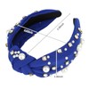 Blue Headband Pearl Knotted Headband Sparkly Rhinestone Pearls Top Knotted