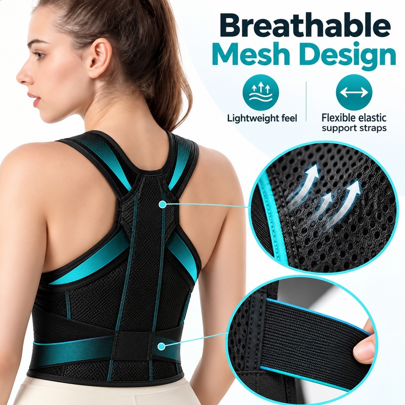 Adjustable Posture Corrector Back Brace for Men and Women, Breathable
