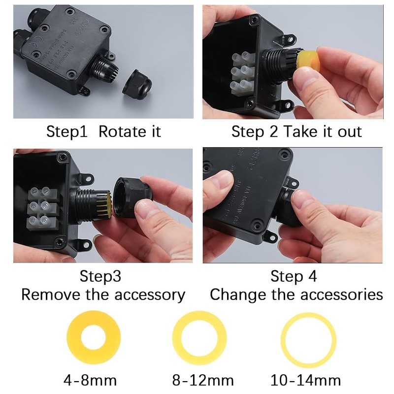 IP68 Waterproof Junction Box 3-Way Line M25 Outdoor Cable Connectors
