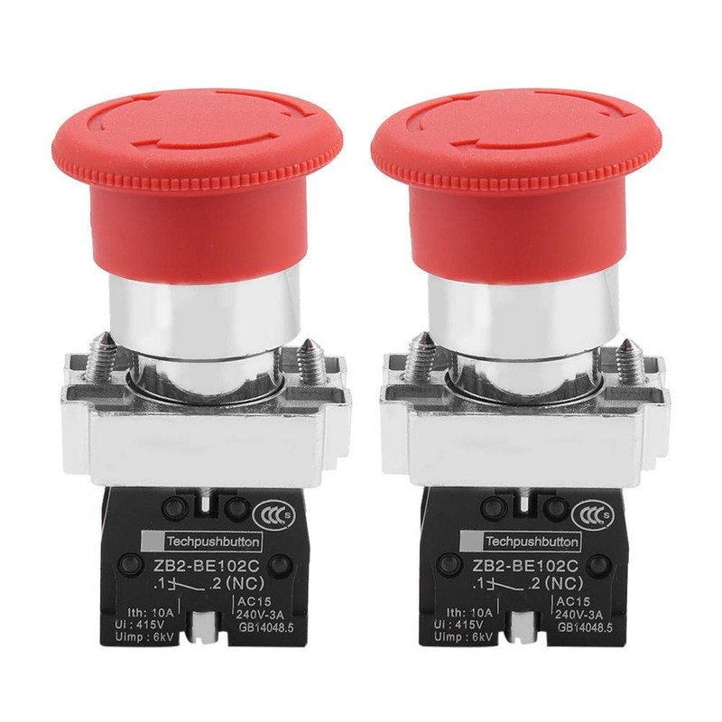 2PCS Red Sign Emergency Stop Switch Button Stop Micro Switch