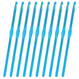 10Pcs 5mm Crochet Hook, Aluminum Knitting Needles Craft Yarn, Crochet Hook for DIY Craft, Gold Crochet Needles for Knitting Scarf(Blue)