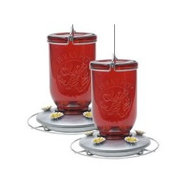 Perky-Pet Red Mason Jar Hummingbird Feeder - 2 Pac
