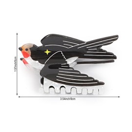 Novelty Black bird Hair Clips for Women Girls, Big Funny Swallow Claw clips Non-Slip Animal Acetate Hair Accessories for Thick/Thin Hair Party Daily