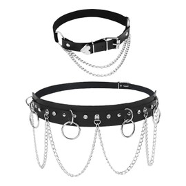 NXPWRC 1 Women'S Belt, 1 Love Tail Clip Collar, Gothic Clothing Belt, Women'S Chain Belt, Punk Style Belt