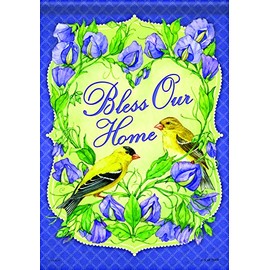 Carson Home Accents Flagtrends Classic Garden Flag, Bless Our Home Goldfinch Blessings