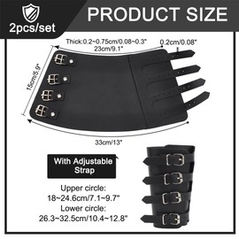 NBEADS 1 Pair Arm Guards, Black Medieval PU Buckle Bracers Wrist Band Buckle Wide Bracer Adjustable Knight Retro Renaissance Arm Guards for Halloween Punk Cosplay