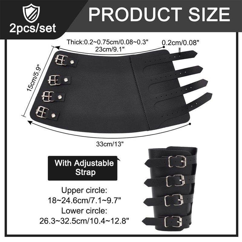 NBEADS 1 Pair Arm Guards, Black Medieval PU Buckle Bracers