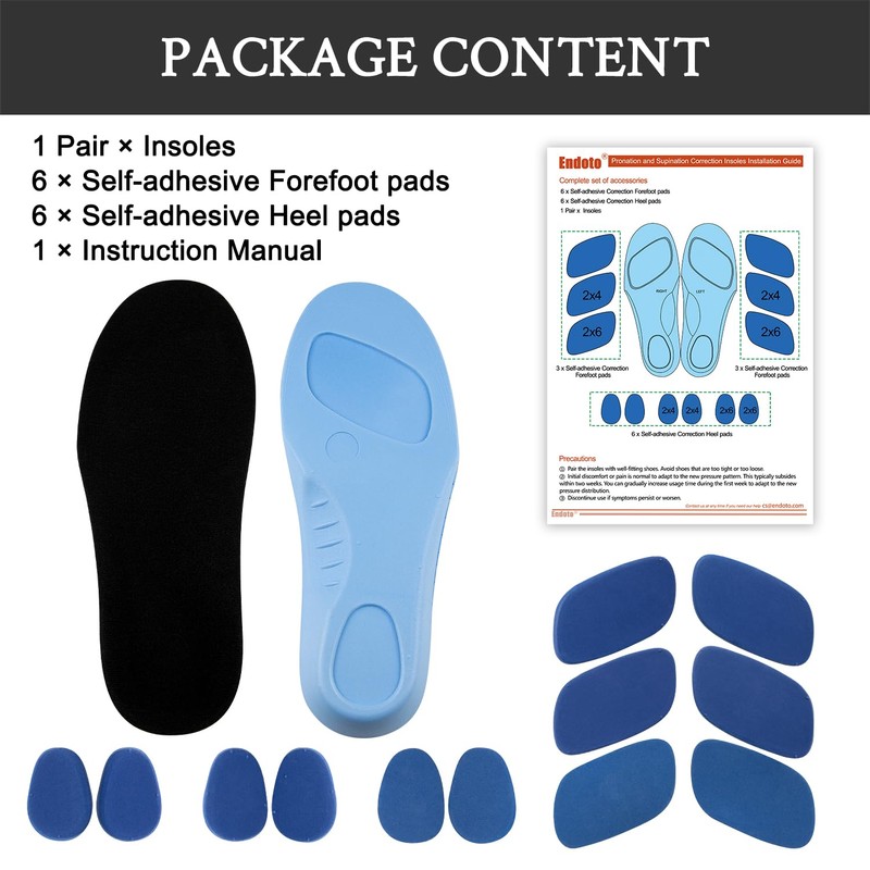 Endoto Supination and Pronation Correction Insoles for Men Women Kids