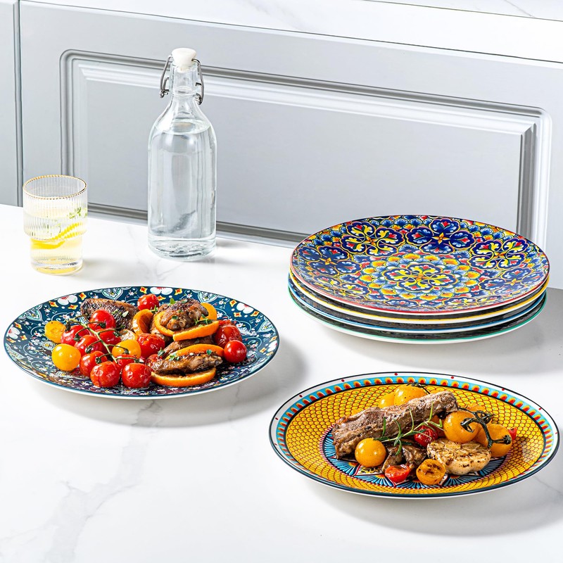 HENXFEN LEAD Dinner Plates Set of 6-10.5 Inch Large Ceramic