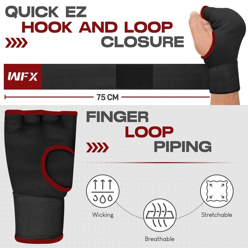 WFX Kids Junior Boxing Hand Wraps Inner Gloves Gel Padded