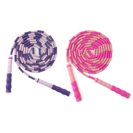 Adjustable Beaded Jump Ropes 2 Pack – Tangle-Free Segmented Skipping Rope with Soft Beads for Family Fitness, Outdoor Play & Beginner Training