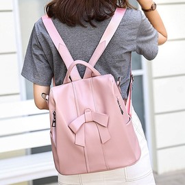 XingChen Backpacks and Purses for Women PU Leather Anti-theft Fashion Casual Lightweight Travel Bowknot Shoulder Bag(Pink)
