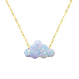 JczR.Y Resin Cloud Necklace Opal Necklace for Women Blue White Cloud Pendant Necklace Tiny Imitation Opal Necklace Clavicle Chain Holiday Gift Jewelry(white gold)