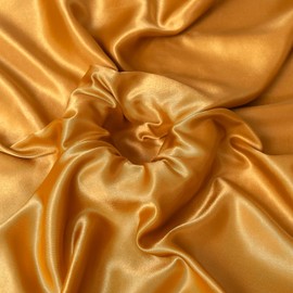 Satin Fabric by The Yard ，60 Inch Wide ，Soft Charmeuse Silk Satin Fabrics for Sewing,Wedding Dress,DIY Craftings, Costumes,Draping,Table Runner,Cloth Napkins (Gold, 5yard)