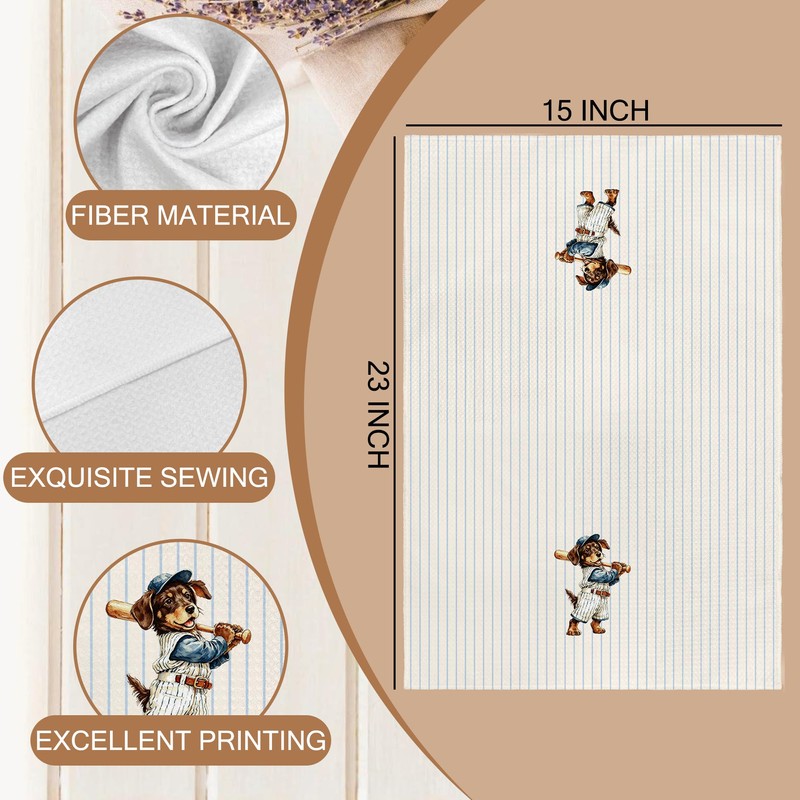 Vintage Dachshund Sports Nursery Kitchen Dish Tea Towels 16x24 in