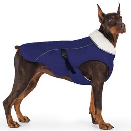 EMUST Dog Cold Weather Coats, Fleece Lining Small/Medium/Large Dog Jacket for Winter, Warm Waterproof Pet Winter Clothes for Large Dogs, Blue XL