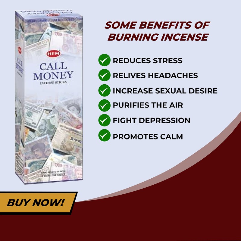 Call Money Hexa Incense Stick, 6packs X 20 Sticks= 120
