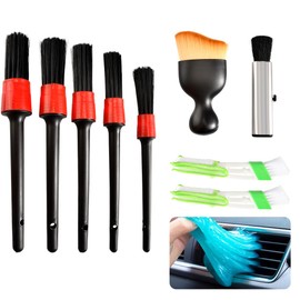 Ruayia Car Cleaning Set, 10 Pieces Car Interior Cleaning Soft Brush, Car Cleaning Brush Set for Car Cleaning Interior Air Vent, Dashboard, Motor, Wheels, Household Cleaning (Red)
