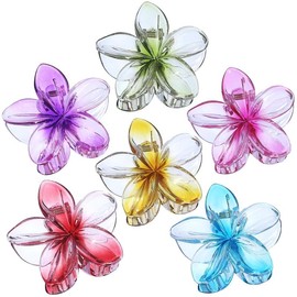 6 Pack Hawaiian Flower Hair Claw Clips Plumeria Claw Clips for Thin and Thick Hair Beach Tropical Hair Accessories for Girls:_6 Pack-1