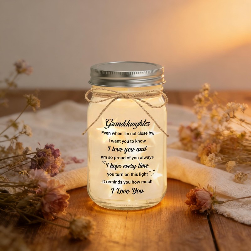 Granddaughter Gifts from Grandma Grandpa, Unique Mason Jar Night Light