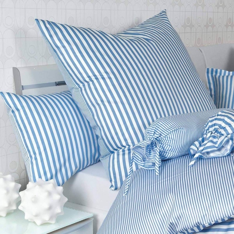 Janine Design Striped Bed Linen Modern Classic Light Blue Pillowcase