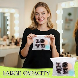 Liobelon 100-Pack Volleyball Cosmetic Bags Clear Zippered Toiletry Organizer with Sport Patterns, Waterproof Travel Makeup Pouch for Women Athletes Team Party Supplies (7.85"x5.9")