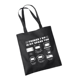 In My Spare Time Nin Console Tote Bag - Boys Men Gamer Gaming Gifts Present Teenager Teen Nerdy Video Game Controller Gadget Birthday Christmas Organic Cotton Shopper (One Size, Black)