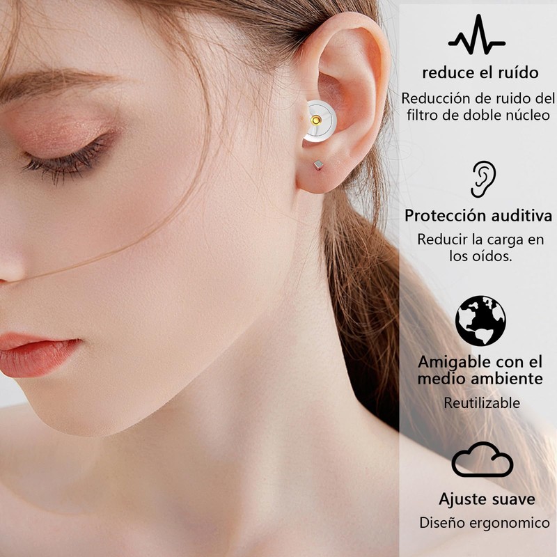 Tapones de Oídos para Dormir,Protección Auditiva Reutilizable de Silicona con
