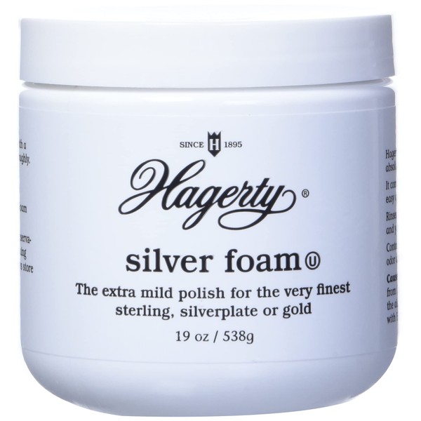 Hagerty Silver Foam - Trusted Silverware Polish and Tarnish Remover Since 1895 for Sterling Silver, Silver-Plate, Gold, and Gold – Made in USA, Kosher Certified, 19 oz