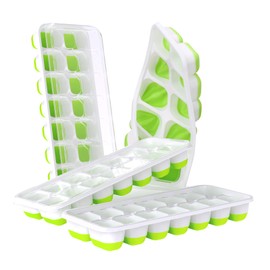 DOQAUS DOQAUS Ice Cube Trays 4 Pack, 56 pcs Silicone Ice Cubes Tray Maker with Spill-Resistant Removable Lid, Easy Release & Pop out, LFGB and BPA Free, Stackable Flexible, for Baby Food, Cocktail, Coffee