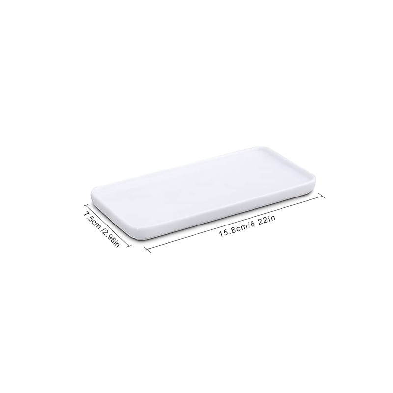 Ceramic Vanity Tray Small Rectangle, Bathtub Tray Bathroom Organizer, Cosmetics
