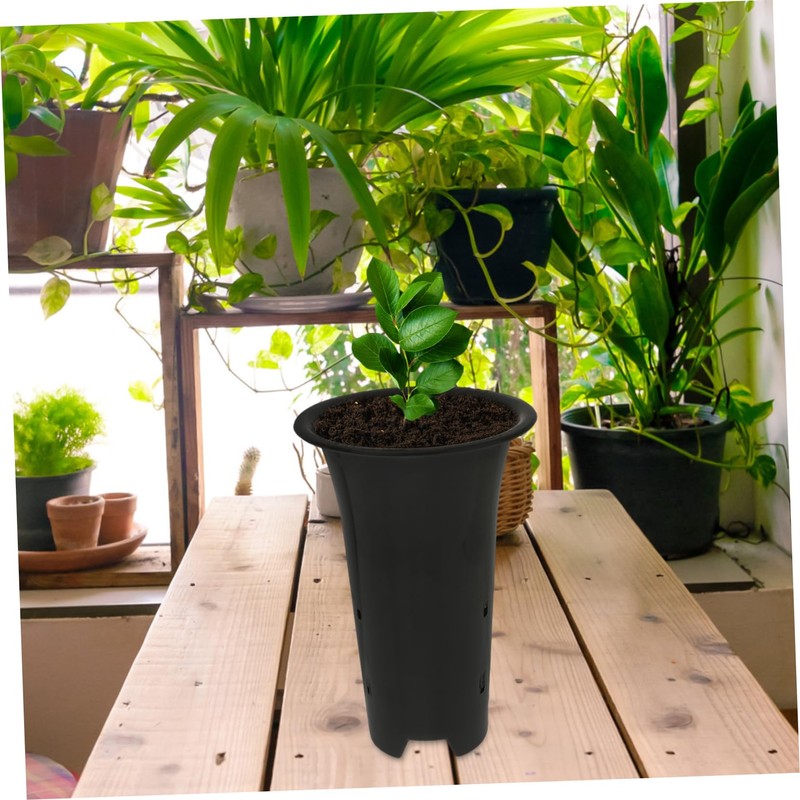 KONTONTY 4 Inch Tall Orchid Flower Pots Plastic Planting Cups
