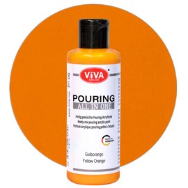 Viva Decor Pouring All in One (Yellow Orange, 90 ml) Ready Mixed, Ready-to-Use, Liquid Pouring Acrylic Paints, No Mixing Required, for Canvas, Glass, Wood and Stones - Made in Germany