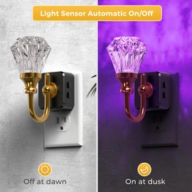 L LOHAS LED Night Lights Plug into Wall - 2 Pack 10-Color Changing RGB Floral Night Lights with Auto Sensor, 3 Brightness Levels, Rotatable Plug in Nightlight for Bedroom, Nursery, Hallway, Gift