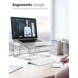 FUCDTEFC Acrylic Laptop Stand for Desk, Laptop Riser for 10-17.3 Inch Laptops, Ergonomic Computer Stand Holder Compatible with Macbooks and Notebooks