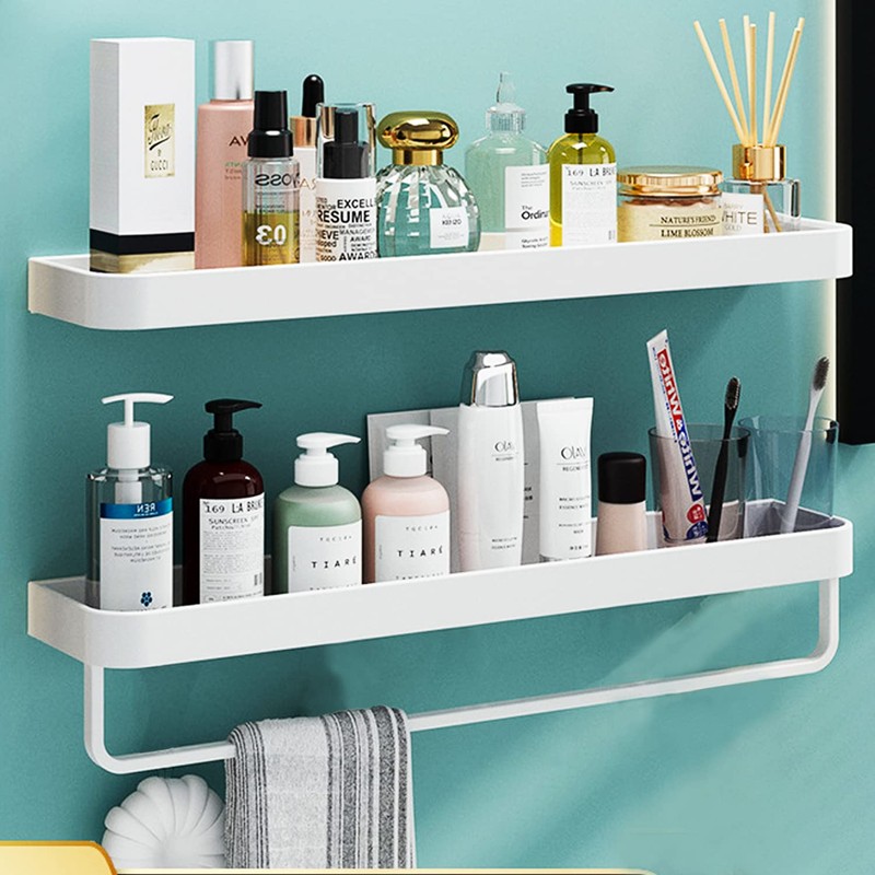 Halyuhn Bathroom Shelves, 15.7in Tempered Glass Shelf with Towel Bar