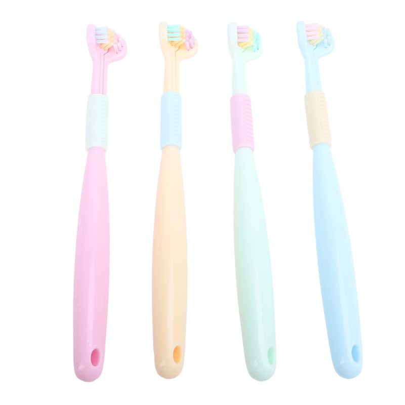 4pcs Three Sided Toothbrush Soft Bristles Three Head Teeth Cleaner