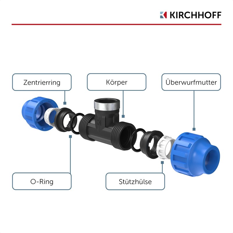 Kirchhoff Fitting T-piece with internal thread, plastic 1/2 inch x