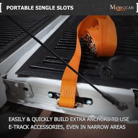 MorScan 10 Pack E-Track Tie Down Slots, Black 1-Slot Plate Anchors, E Track Rail System Accessories Compatible with Ratchet, Cam Straps, Pickups, Vans, Trucks, Trailers, Warehouses