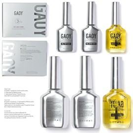 GAOY - Juego de 3 capas de gel superior, base y aceite para cutículas, brillo sin limpieza necesario de 16 ml para curado con luz UV                  