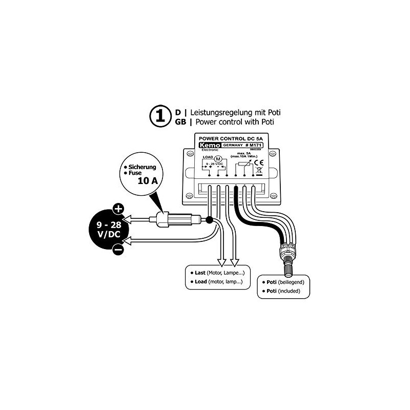 KEMO LEISTUNGSREGLER 9-28V/DC 10A