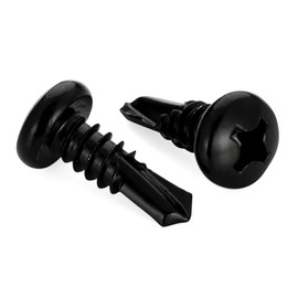 #10 X 3/4" Pan Head Self Drilling Screws, Phillips Drive Self Tapping Sheet Metal Tek Screws, Black Oxide 410 Stainless Steel, 100 PCS