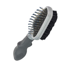 FURminator Double Brush for Dogs and Cats - Grooming 2-in-1 Brush for Removing Tangles, Loose Hair and Dirt, Grey