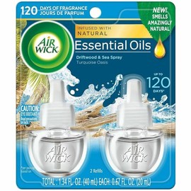 Air Wick Plug in Scented Oil Refill, 2ct, Turquoise Oasis, Essential Oils, Air Freshener