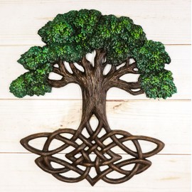 Celtic Tree of Life Yggdrasil With Knotwork Roots Decorative Wall Plaque Decor